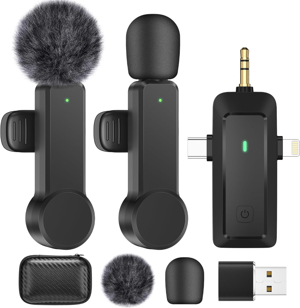 Wireless Lavalier Microphone for iPhone Android Camera