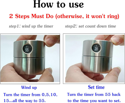 High Volume Kitchen Timer, Egg Timer, 60 Minutes Wind up Timer