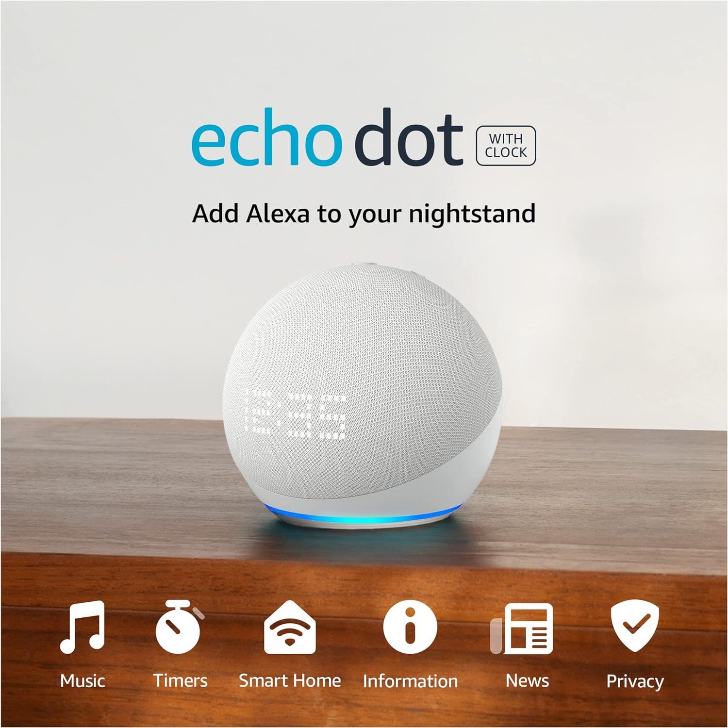 Amazon Echo Dot (5th Gen) with clock | Compact smart speaker with Alexa